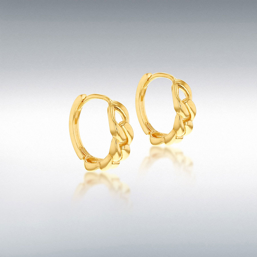 9CT YELLOW GOLD HALF CURB HUGGY EARRINGS