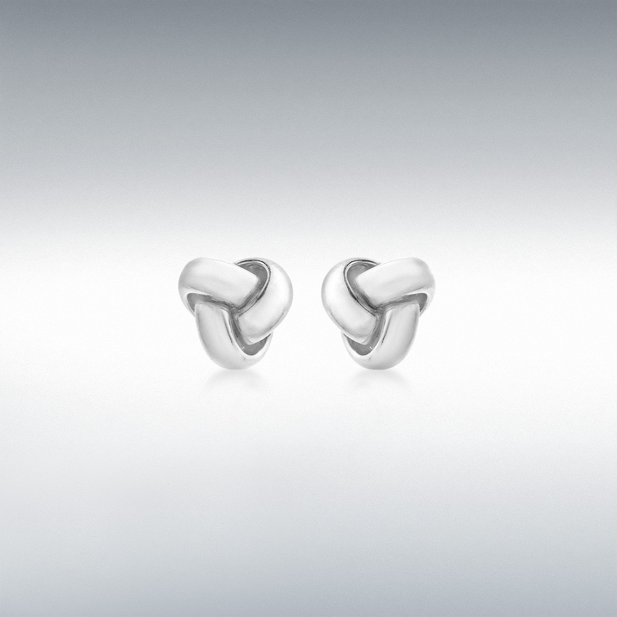 18ct White Gold 8mm Knot Stud Earrings