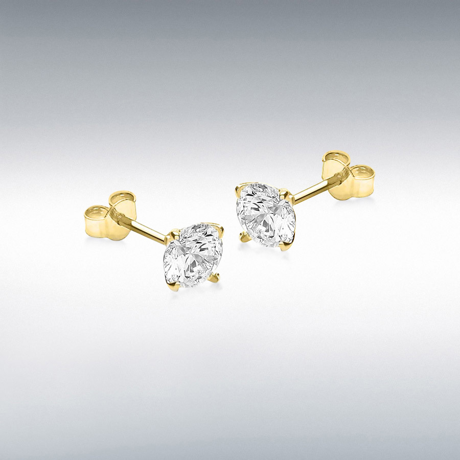 9ct Yellow Gold 6mm Round CZ Stud Earrings