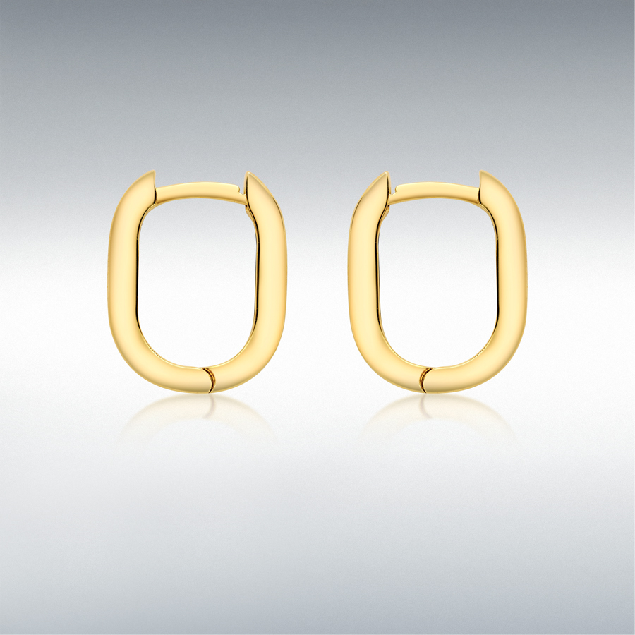 9ct Yellow Gold 10.5mm x 13.5mm Rectangular Hoop Creole Earrings