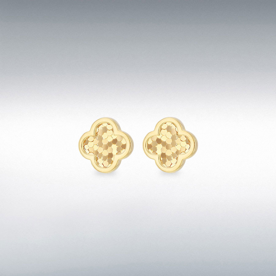 9ct Yellow Gold Disco Petal Stud Earrings