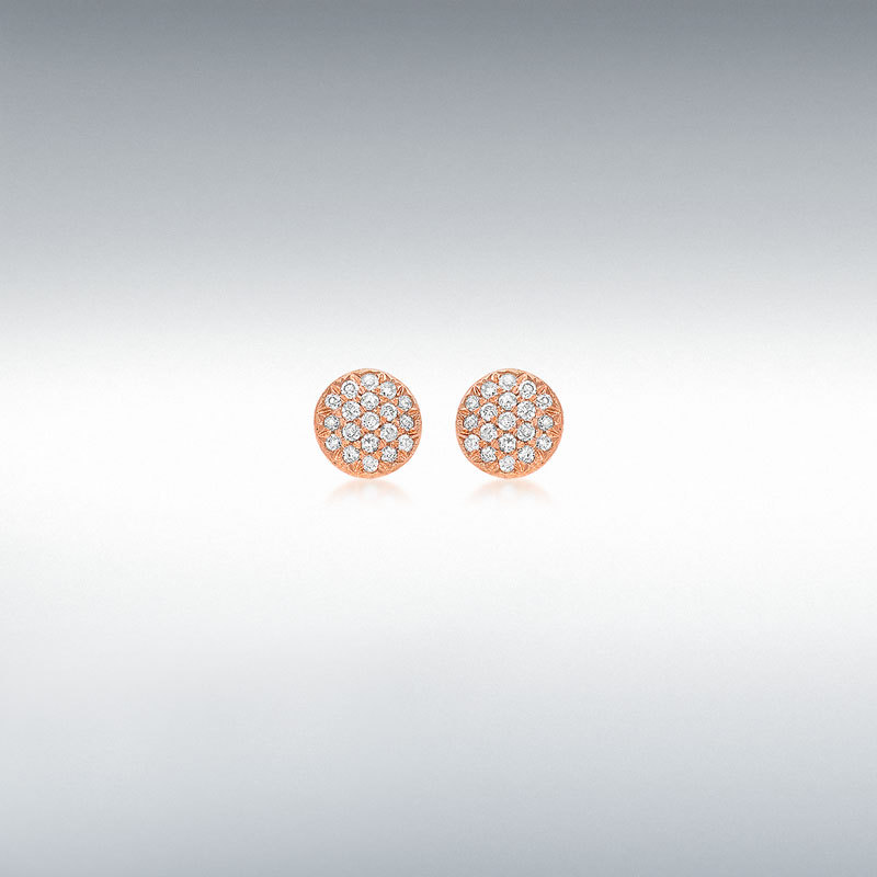 9ct Rose Gold 0.10ct Diamond Pave Set 5mm Round Stud Earrings