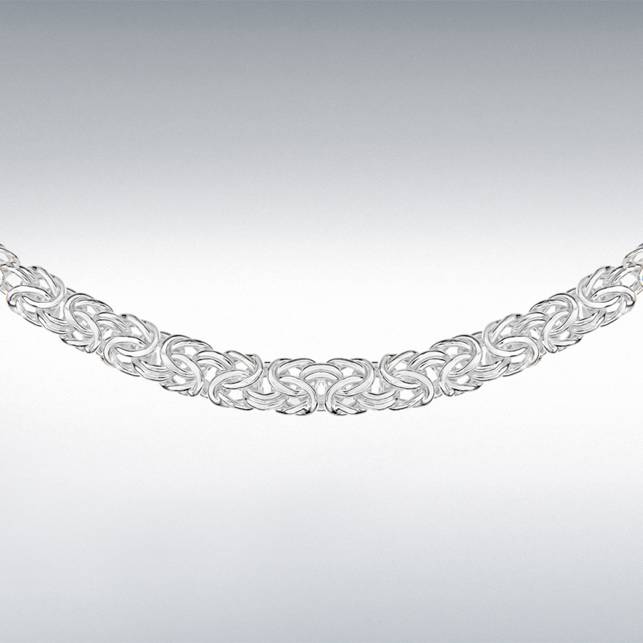 Sterling Silver 3.5mm - 6mm Graduated Byzantine Chain Necklace 46cm/18"