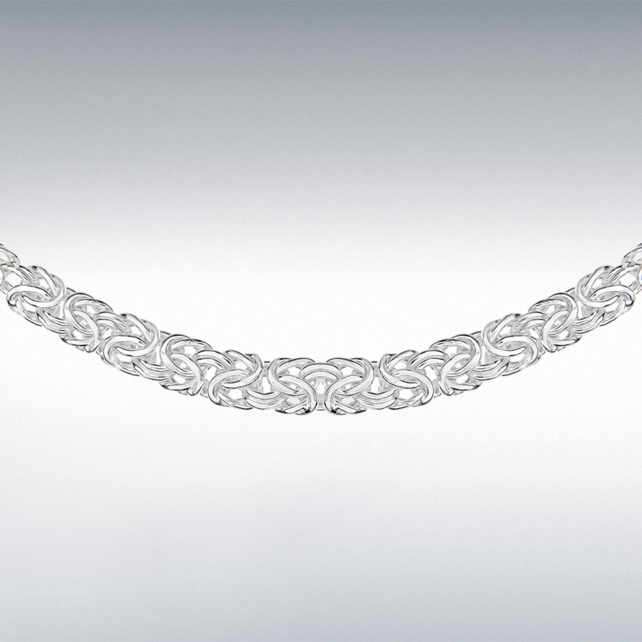 Sterling Silver 3.5mm - 6mm Graduated Byzantine Chain Necklace 46cm/18"