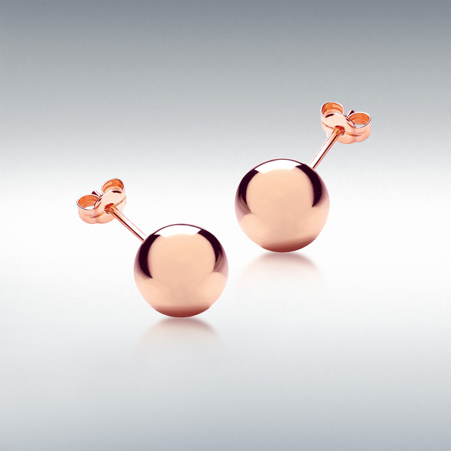 18ct Rose Gold 10mm Ball Stud Earrings