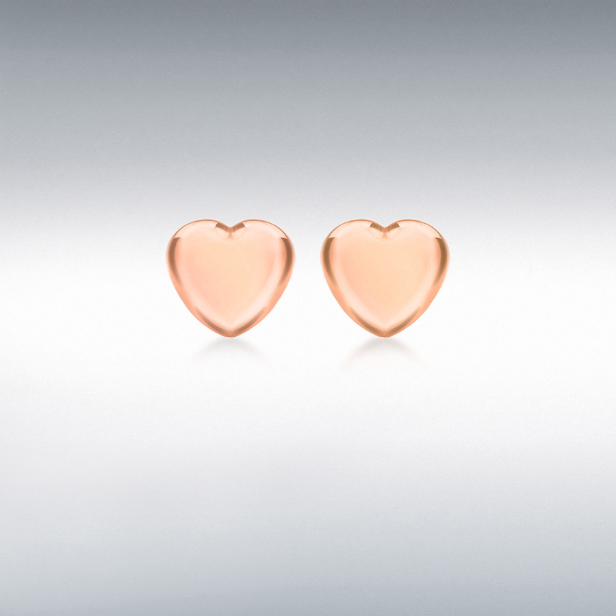 Sterling Silver Rose Gold Plated 5mm x 5mm Heart Stud Earrings