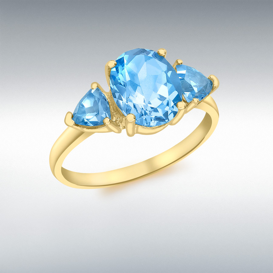 9ct Yellow Gold Oval Blue Topaz Ring