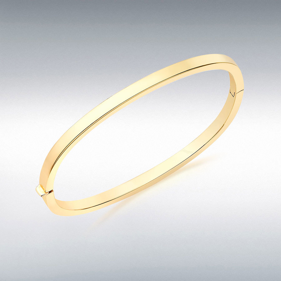 18ct Yellow Gold 4mm Rectangular-Tube Bangle