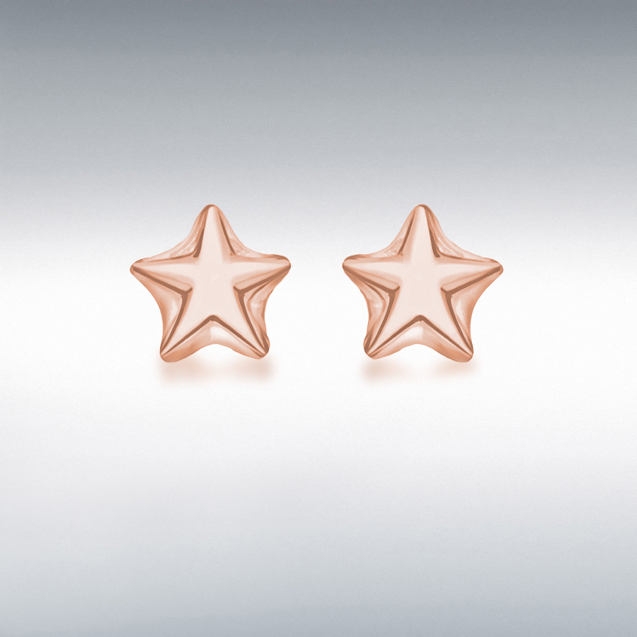 Sterling Silver Rose Gold Plated 5mm x 5mm Star Stud Earrings