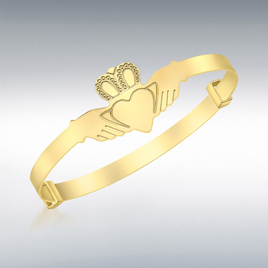 9ct Yellow Gold Claddagh Expandable Baby Bangle