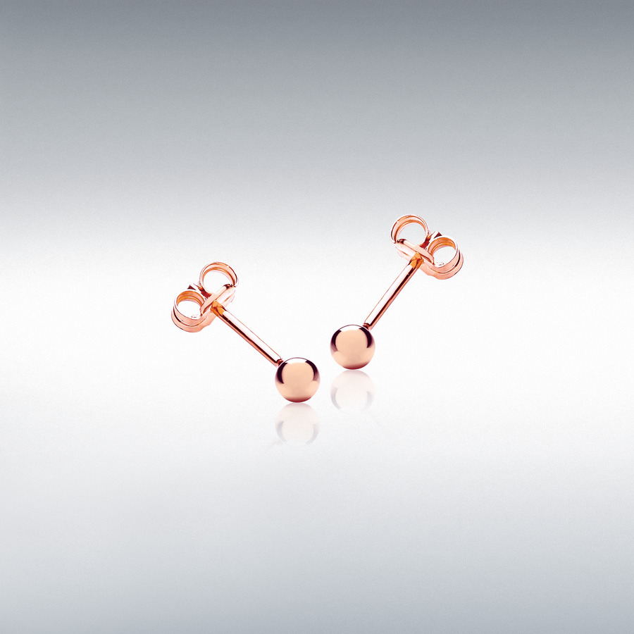 18ct Rose Gold 3mm Polished Ball Stud Earrings