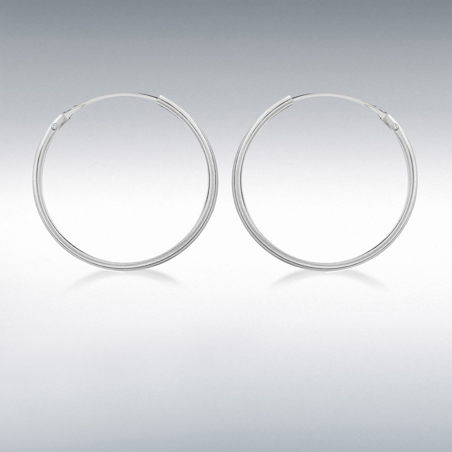 Sterling Silver 2mm Square-Tube 40mm Hoop Earrings