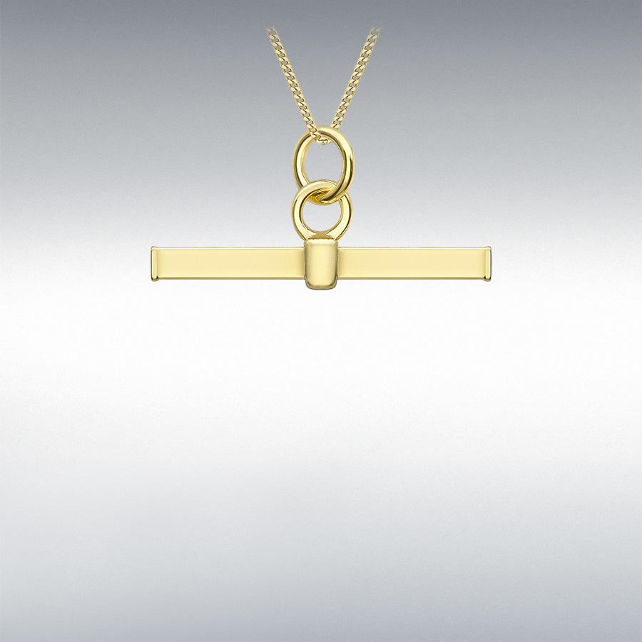 9ct Yellow Gold 20mm x 10mm Square T-Bar Pendant