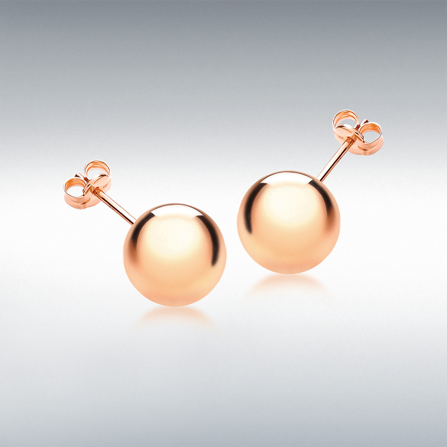 18ct Rose Gold 12mm Ball Stud Earrings