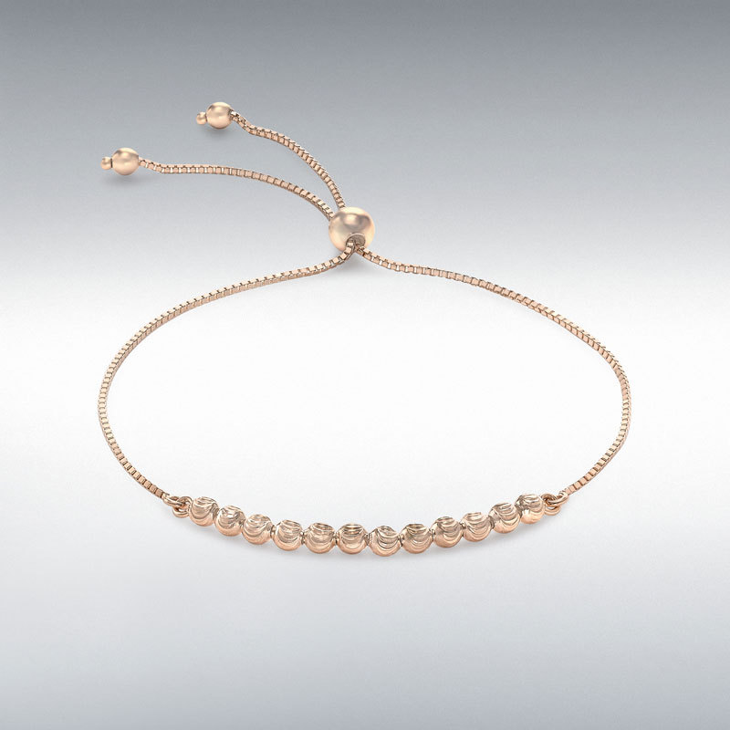 9ct Rose Gold Ball & Chain Adjustable Bracelet Maximum 23cm/9"