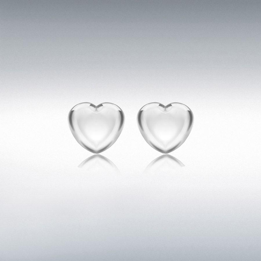 Sterling Silver 5mm x 5mm Puffed-Heart Stud Earrings