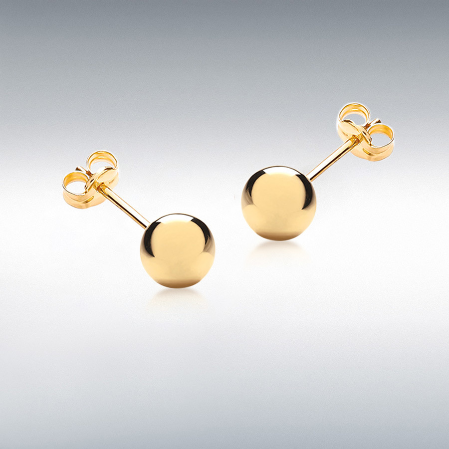 9ct Yellow Gold 6mm Polished Ball Stud Earrings