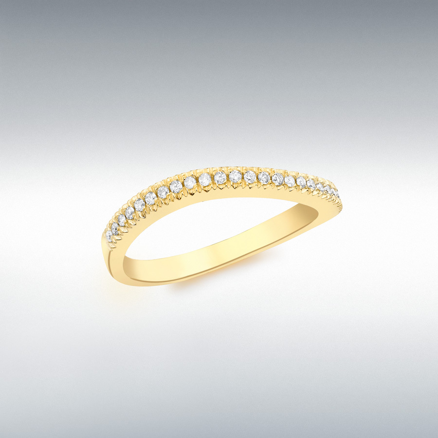 9ct Yellow Gold 0.15ct Diamond Claw Set Wave Half-Eternity Ring