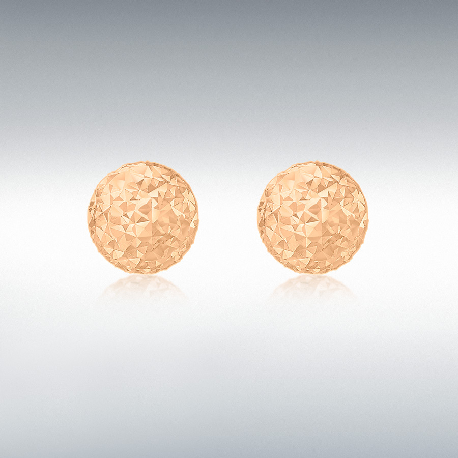 9ct Rose Gold 6mm Diamond Cut Ball Stud Earrings