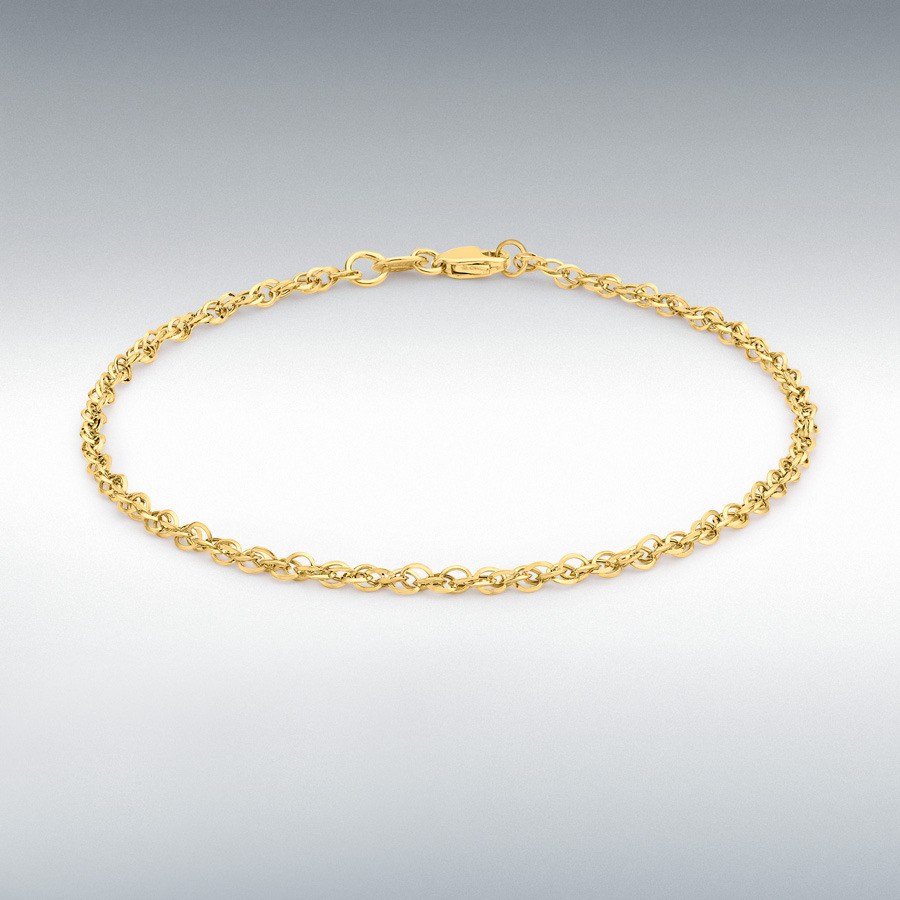 9ct Yellow Gold 40 Diamond Cut 'Prince of Wales' Bracelet 18cm/7