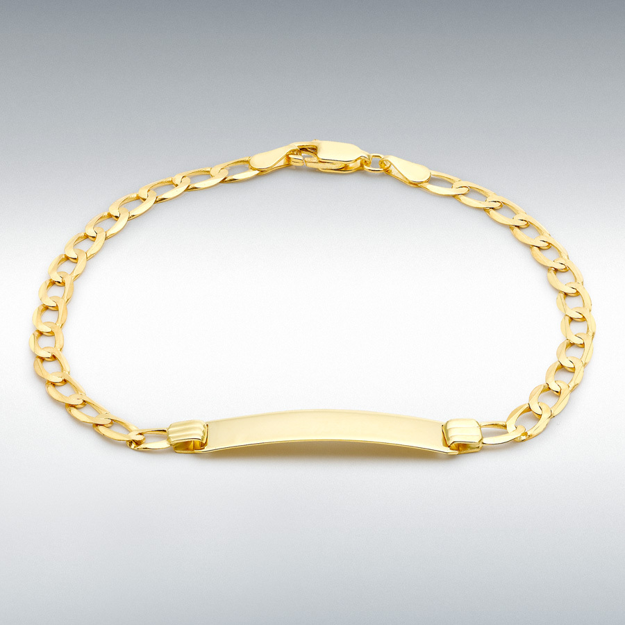 9ct Yellow Gold 33mm x 7mm Flat 120 Curb ID Bracelet 19cm/7.5