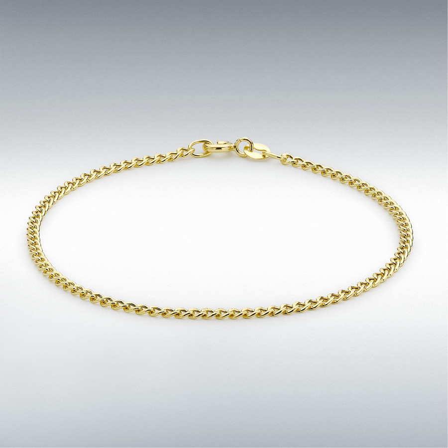 9ct Yellow Gold 2mm Curb Chain Anklet 24cm/9.5"