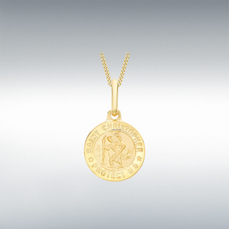 9ct Yellow Gold 12mm x 19.5mm St Christopher Round Satin Pendant