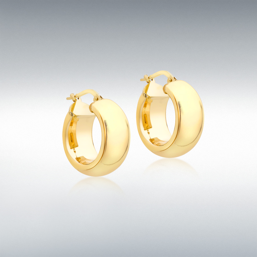 9ct Yellow Gold 8.5mm Tube 18mm Polished Round Hoop Creole Earrings