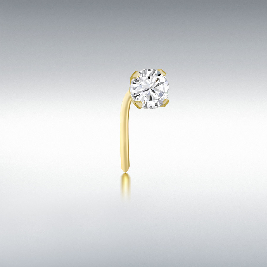 9ct Yellow Gold 3mm Round White CZ Nose Piercing
