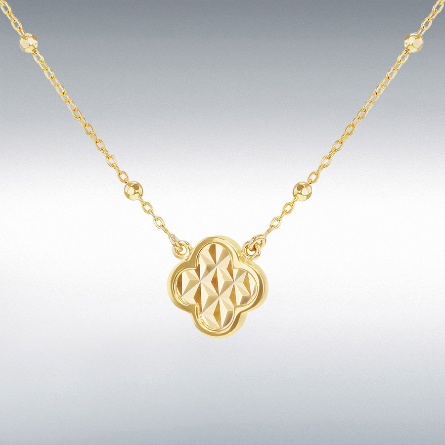 9CT SHIMMER CLOVER NKL ADJ 18"