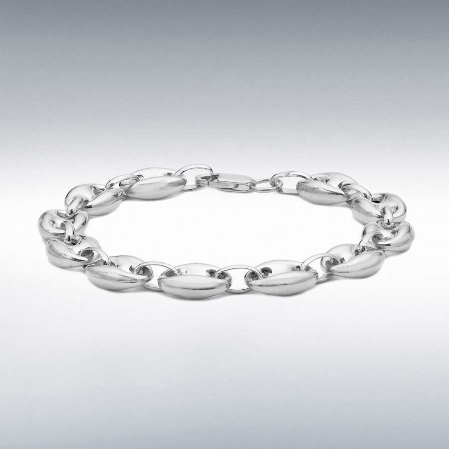 Sterling Silver Rambo and Oval-Link Chain Bracelet 18cm/7