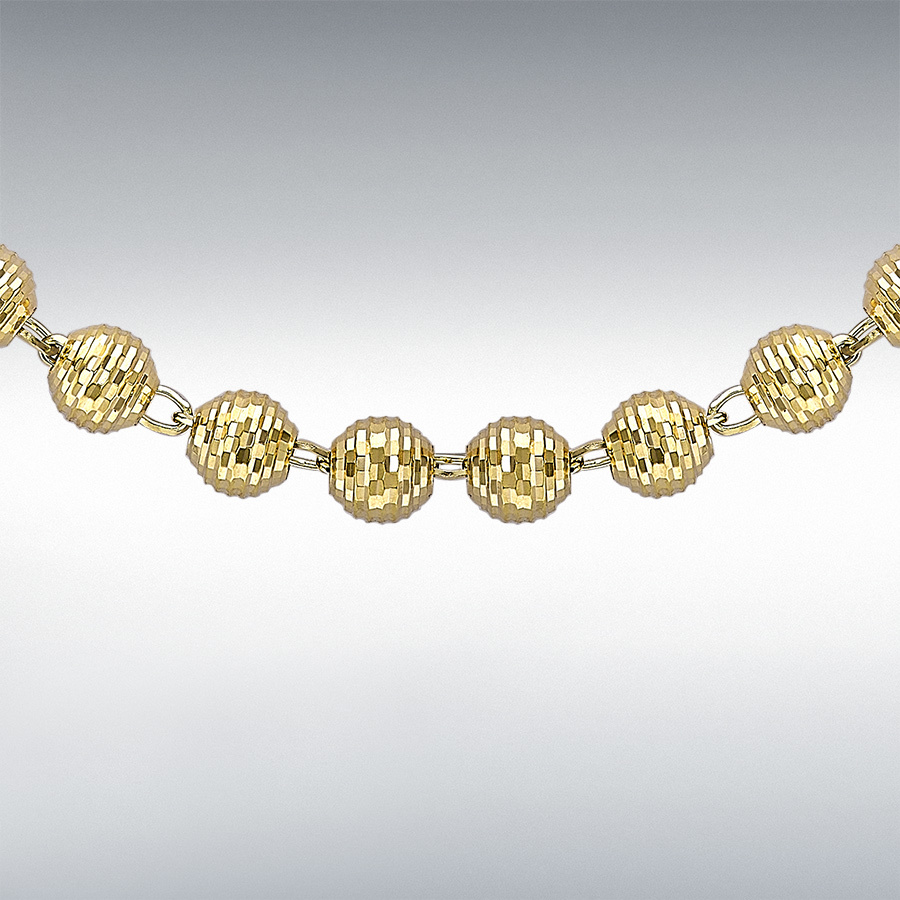9ct Yellow Gold 6mm Diamond Cut Balls Necklace 56cm/22"