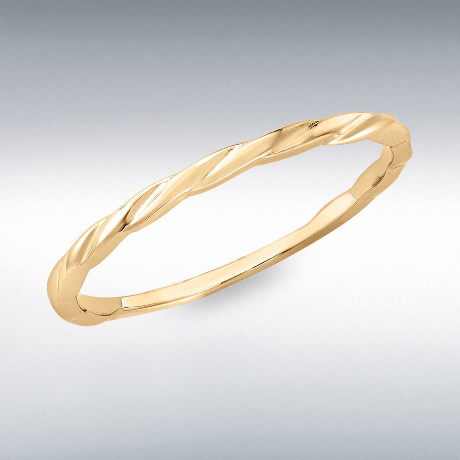 9ct Yellow Gold Flat Twist Band Stack Ring