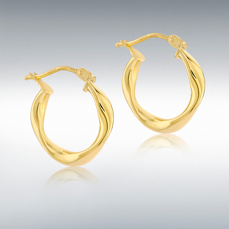 18ct Yellow Gold 15.5mm x 17mm Twisted-Square-Hoop Creole Earrings