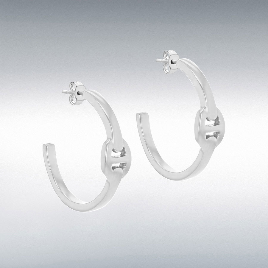 Sterling Silver 8mm x 30mm Rambo Opened Hoop Earrings