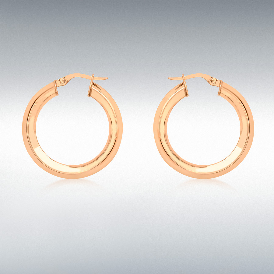 9ct Rose Gold 27mm Square-Tube Creole Earrings