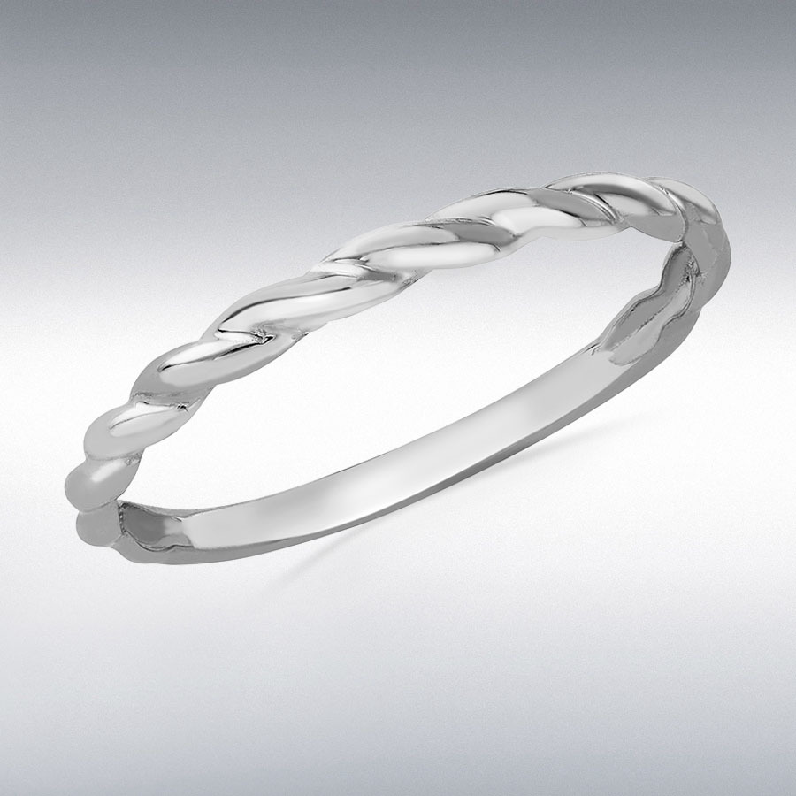 9ct White Gold Twist Band Stack Ring