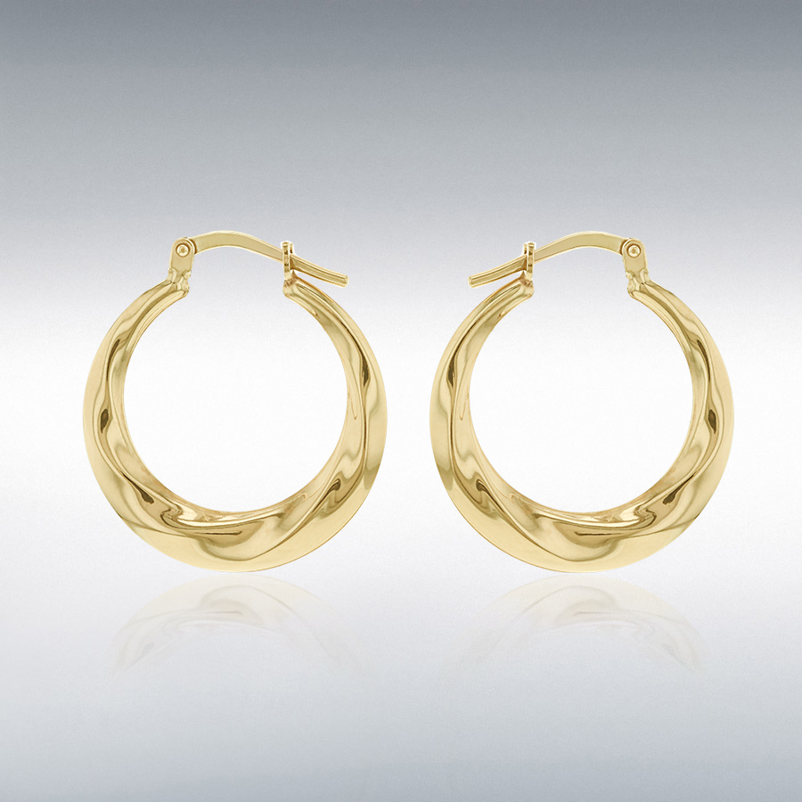 Sterling Silver 9ct Gold Bonded Twisted Creole Earring