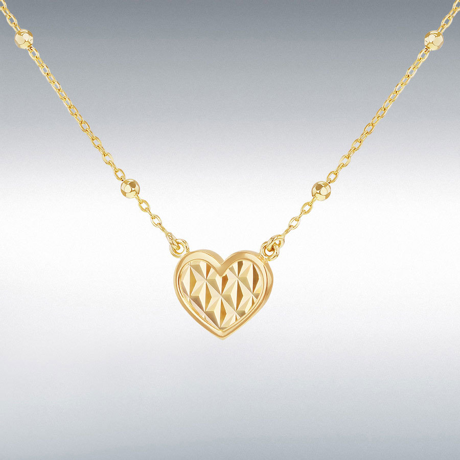 9CT SHIMMER HEART NKL ADJ  18"