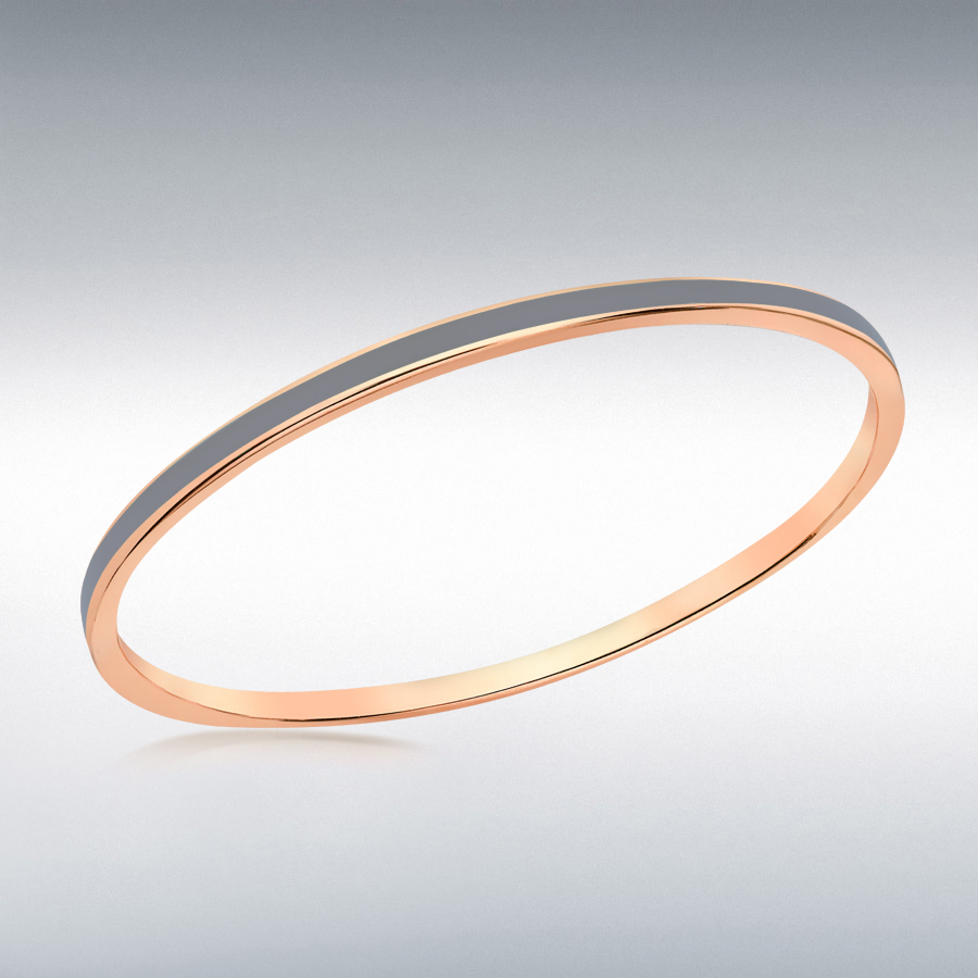 Sterling Silver Rose Gold Plated 3mm Grey Stacking Bangle