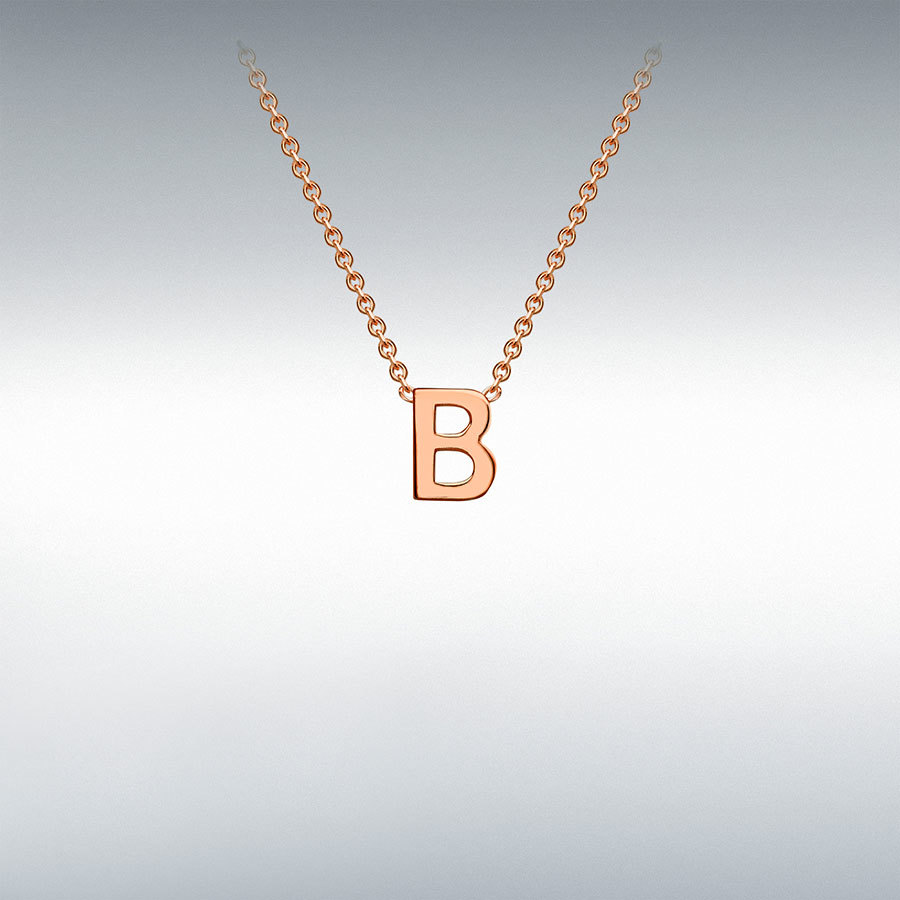 9ct Rose Gold 3.5mm x 5mm 'B' Initial Adjustable Necklace 38cm/15"-43cm/17"