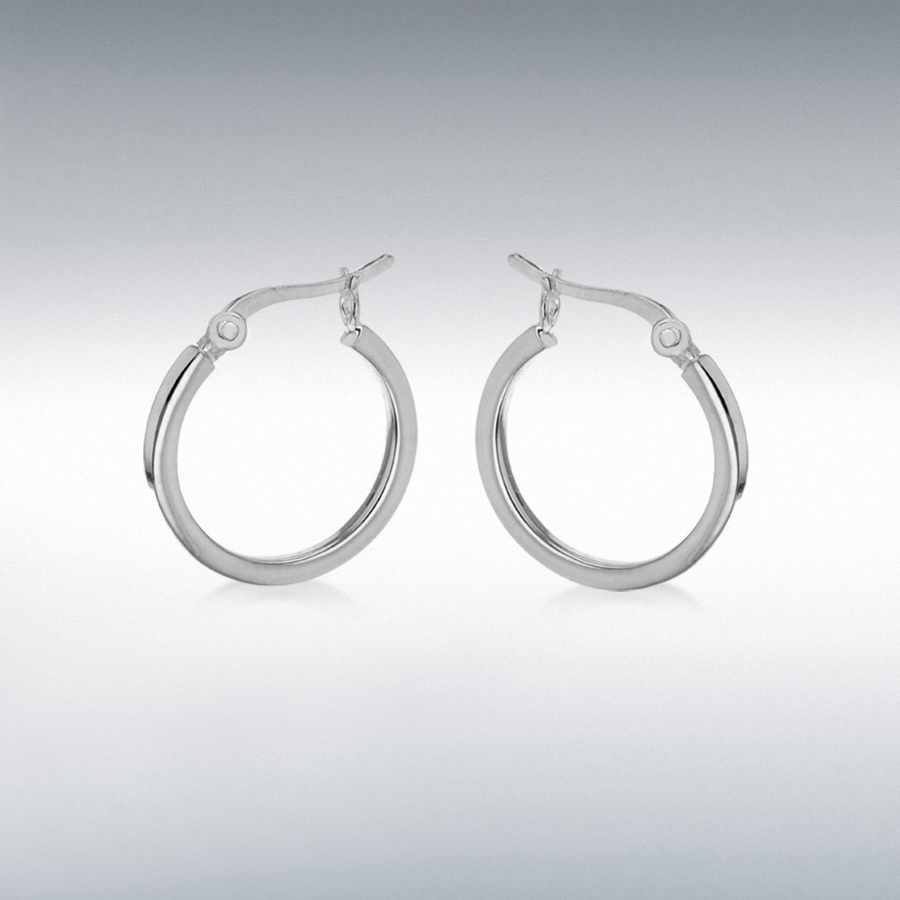 Sterling Silver 2mm Square-Tube 20mm Hoop Creole Earrings