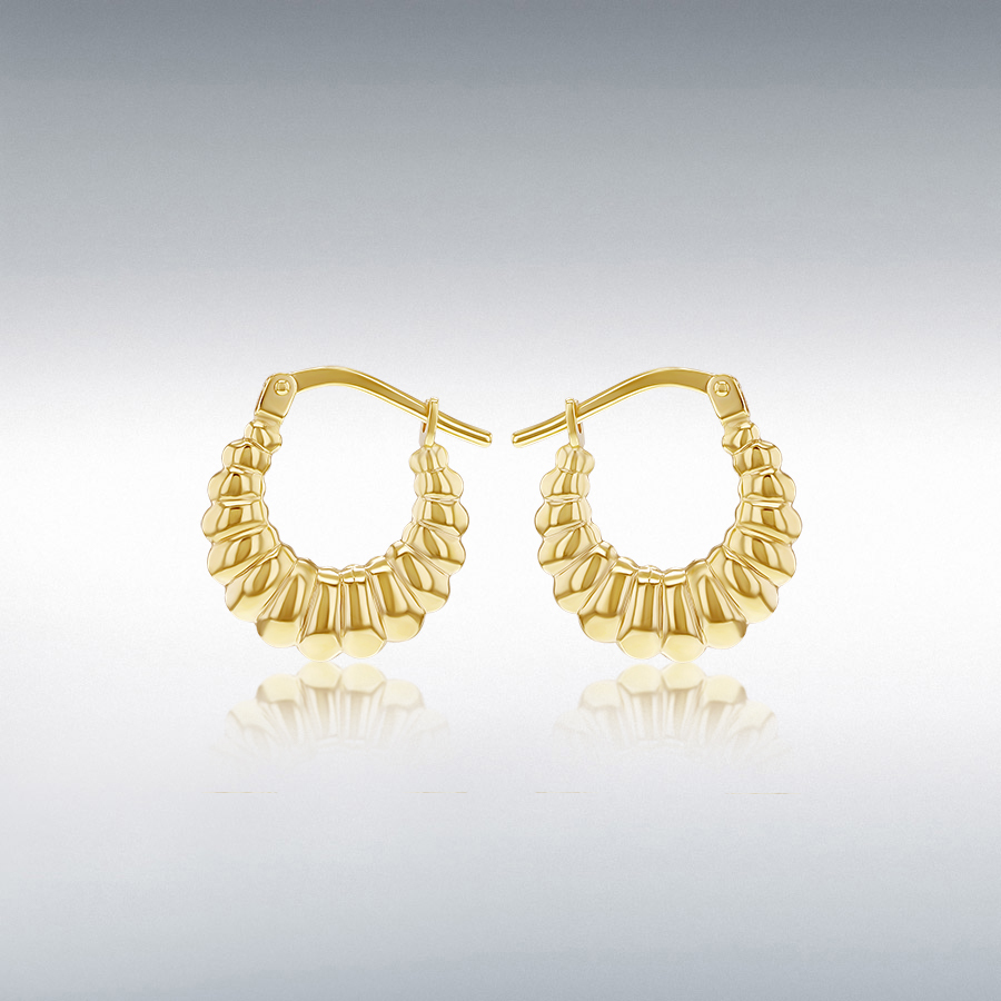 Sterling Silver 9ct Bonded Scalloped Creole Earring