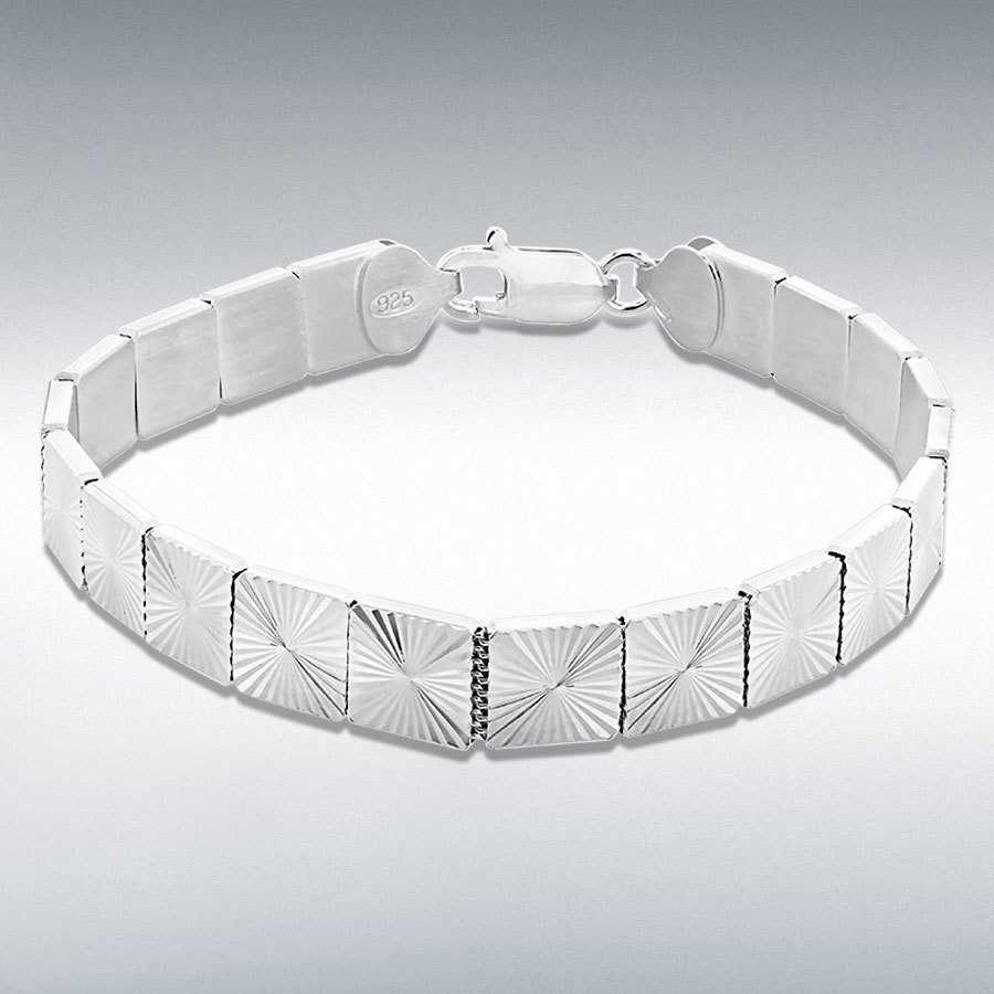 Sterling Silver 8mm Diamond Cut Sunray Bracelet 19cm/7.5"