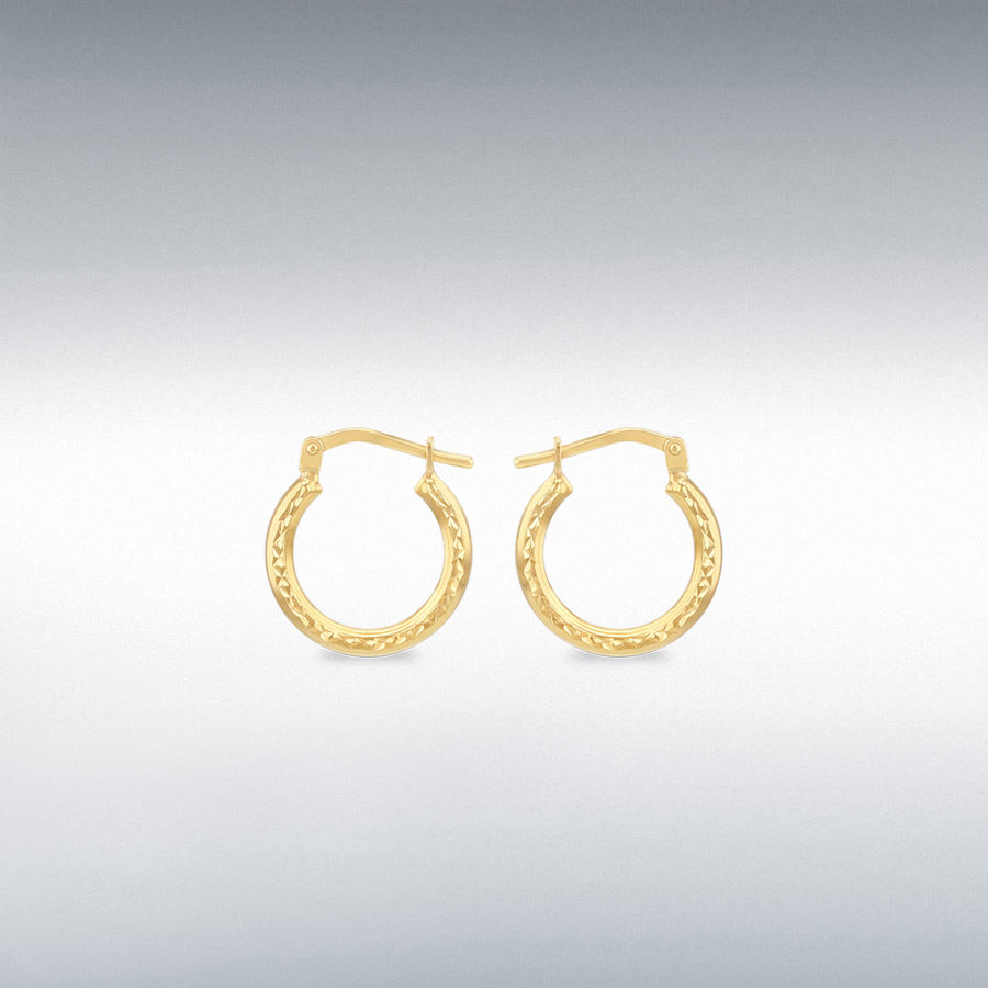 Sterling Silver 9ct Bonded Diamond Cut Creole Earring