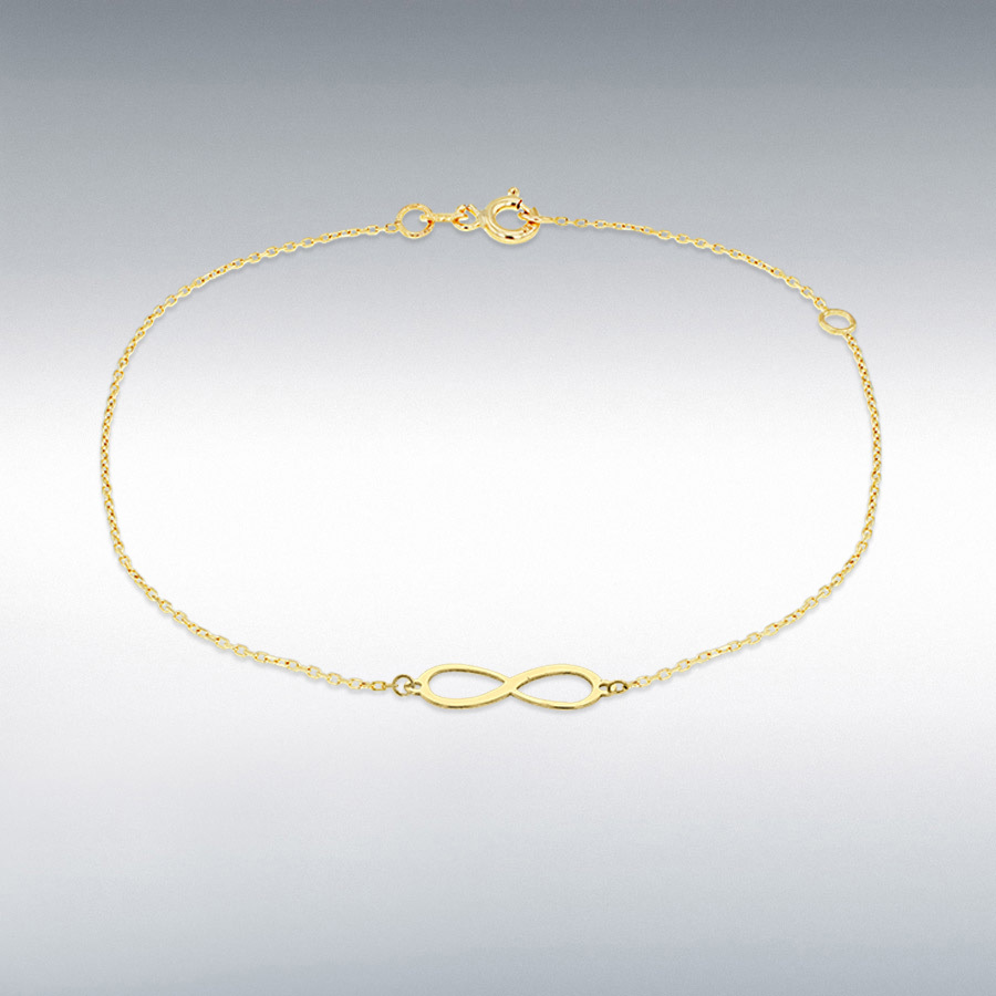 9ct Yellow Gold 15.5mm x 5mm 'Infinity' Adjustable Bracelet 16cm/6.25"-19cm/7.5