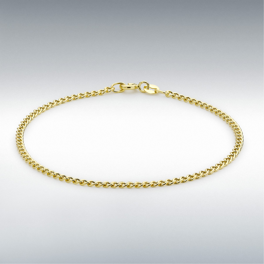 9ct Yellow Gold 2mm Curb Chain Bracelet 18cm/7"