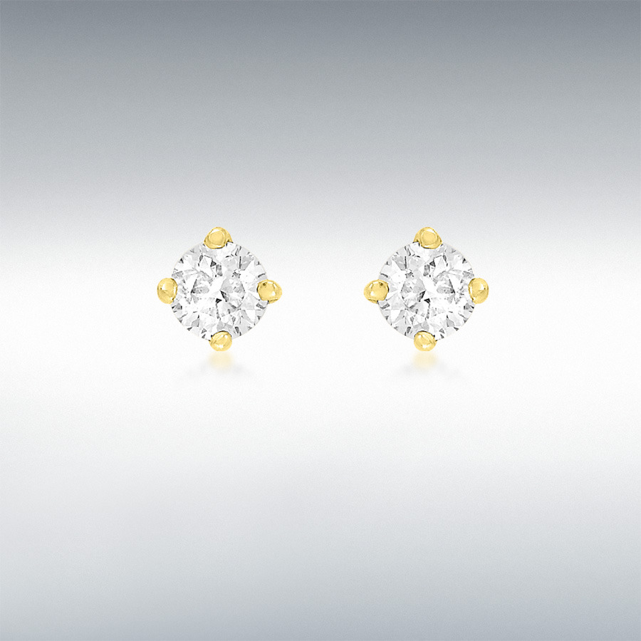 9ct Yellow Gold 0.50ct Diamond 4mm Solitaire Stud Earrings