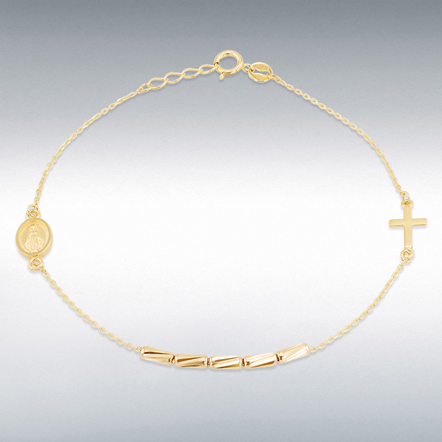 9ct Yellow Gold Rosary Bracelet 18cm/7"-19cm/7.5"