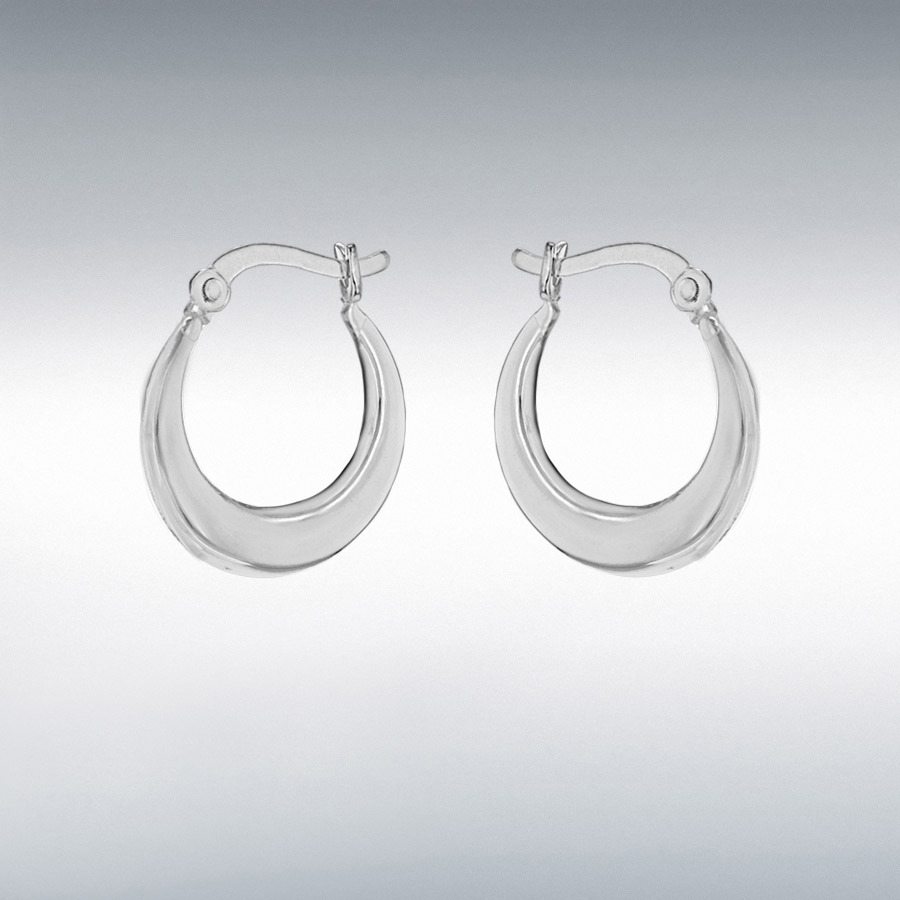 Sterling Silver 17mm Plain Graduated Creole Earrings